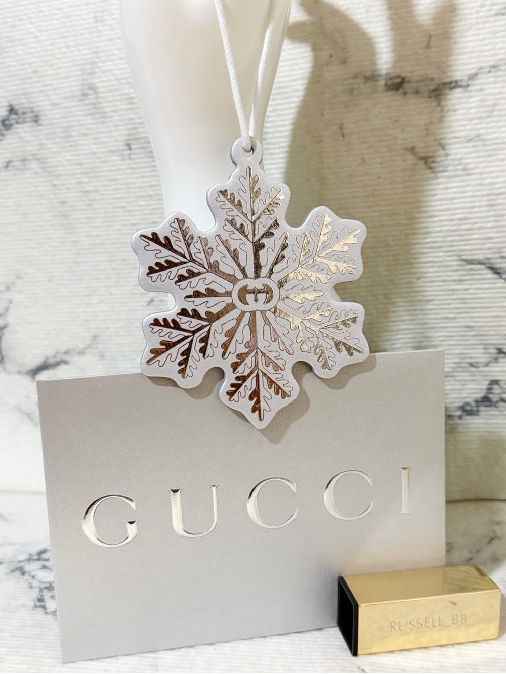 Gucci Silver Gray Holiday Snowflake Ornament